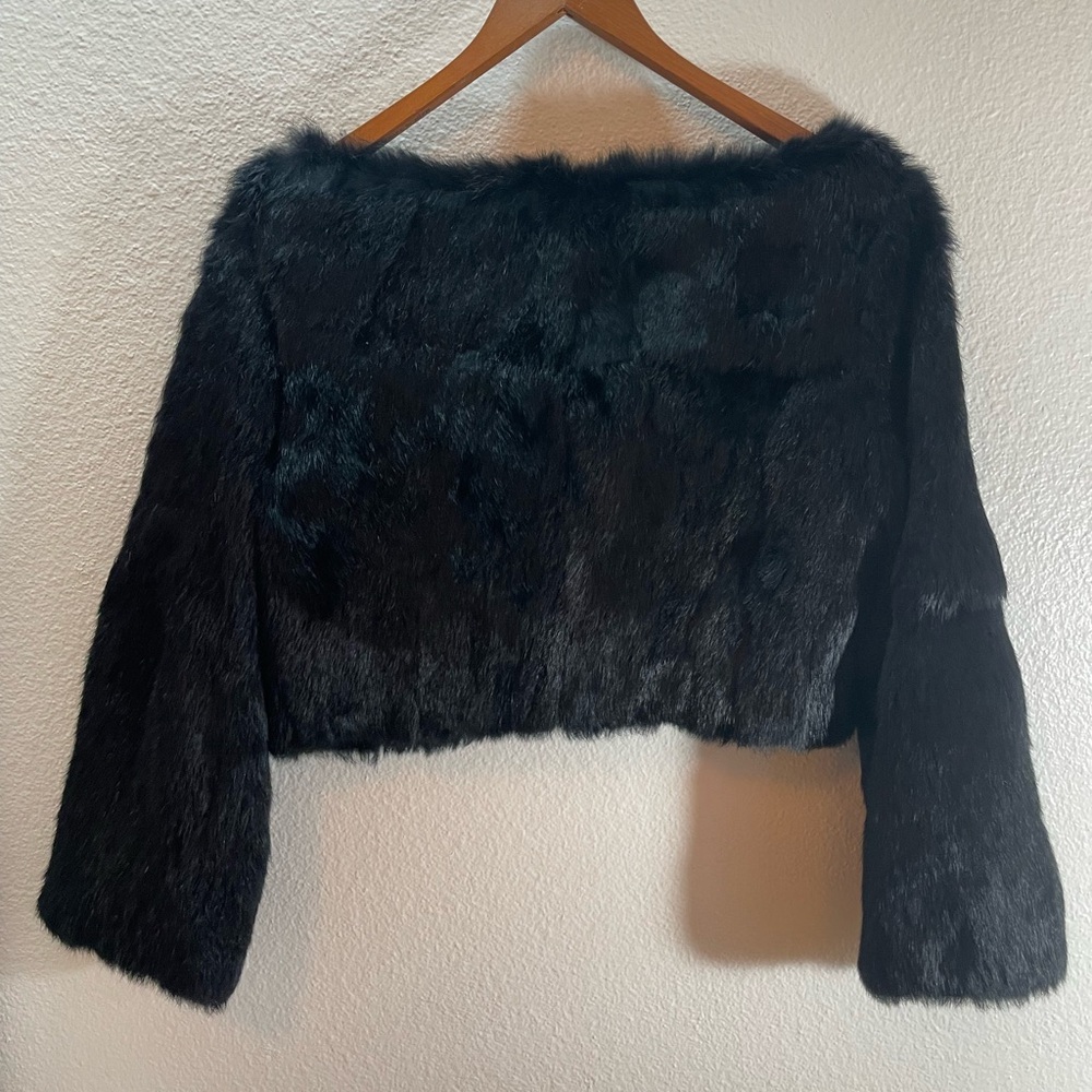 Bebe Genuine Rabbit Fur and Silk Cropped Shrug size S. - Picture 6 of 8